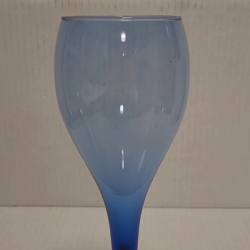Set of 3 Vintage Blue Wine Glasses